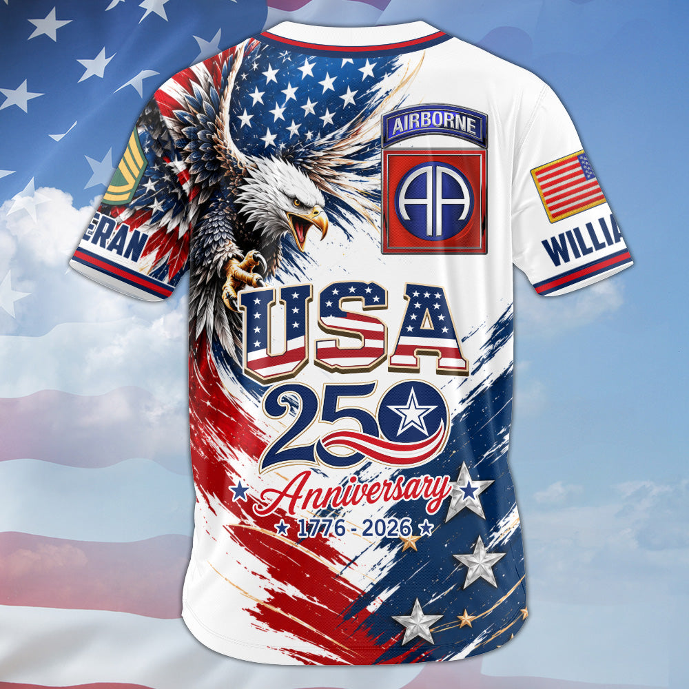 Personalized USA Veteran Baseball Jersey, Custom Name & Number, 250th Anniversary Military Jersey H2511 Trna