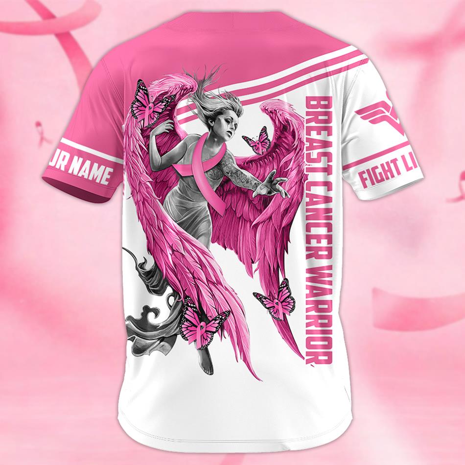 Breast Cancer Pink Ribbon Angle Warrior Baseball Jersey Shirt For Breast Cancer Warrior Survivor H2511 Trna