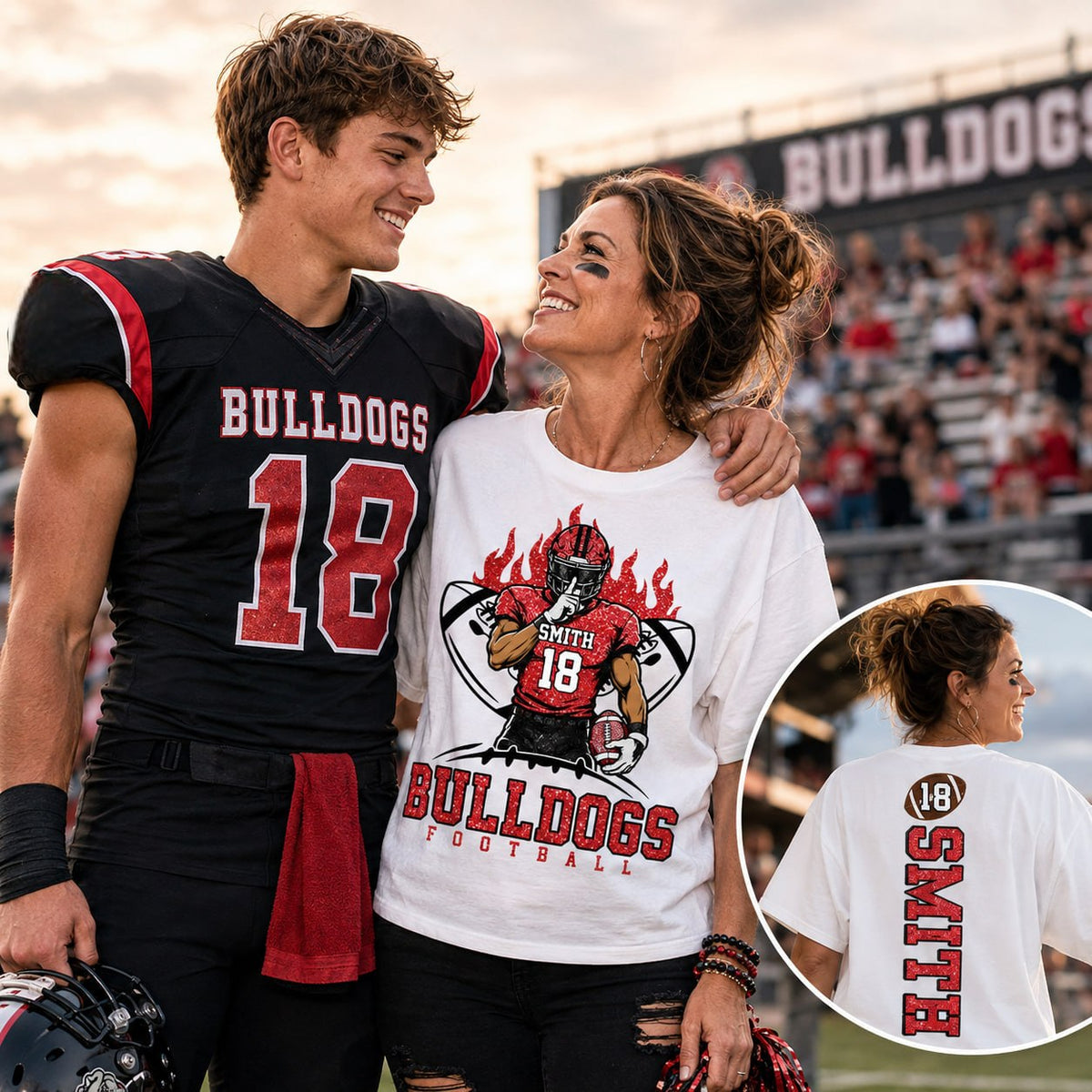 Personalized Football Mom Shirt Custom Team Name & Player Number Shirt Na02 T24