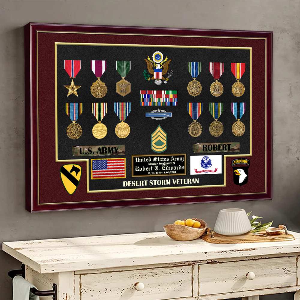 Military Medal Frame Personalized Poster Canvas For Veteran Wall Art Home Decor For Veteran H2511