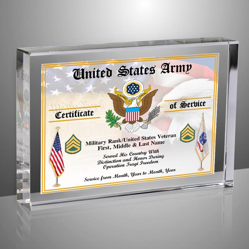 Veteran Certificates of Service Personalized Acrylic Block Plaque Veteran Custom All Military Branches Acrylic Plaque, Gift For Veterans H2511 Trna