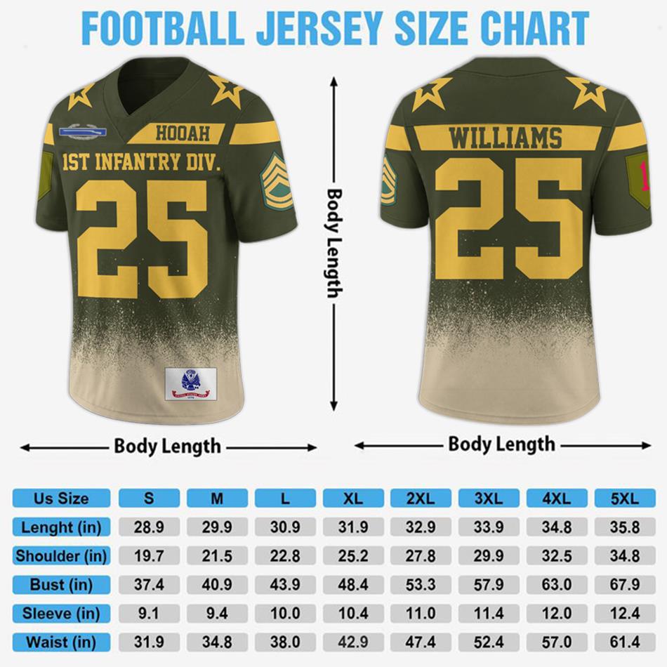 Military Green Football Jersey Custom Division Rank Badges Gift For Proud US Veterans H2511 Trna