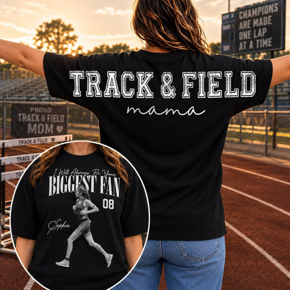 Personalized I'll Always Be Your Biggest Fan Shirt, Custom Player Photo & Number Shirt, Track and Field Mom Gift T1807 Nh00