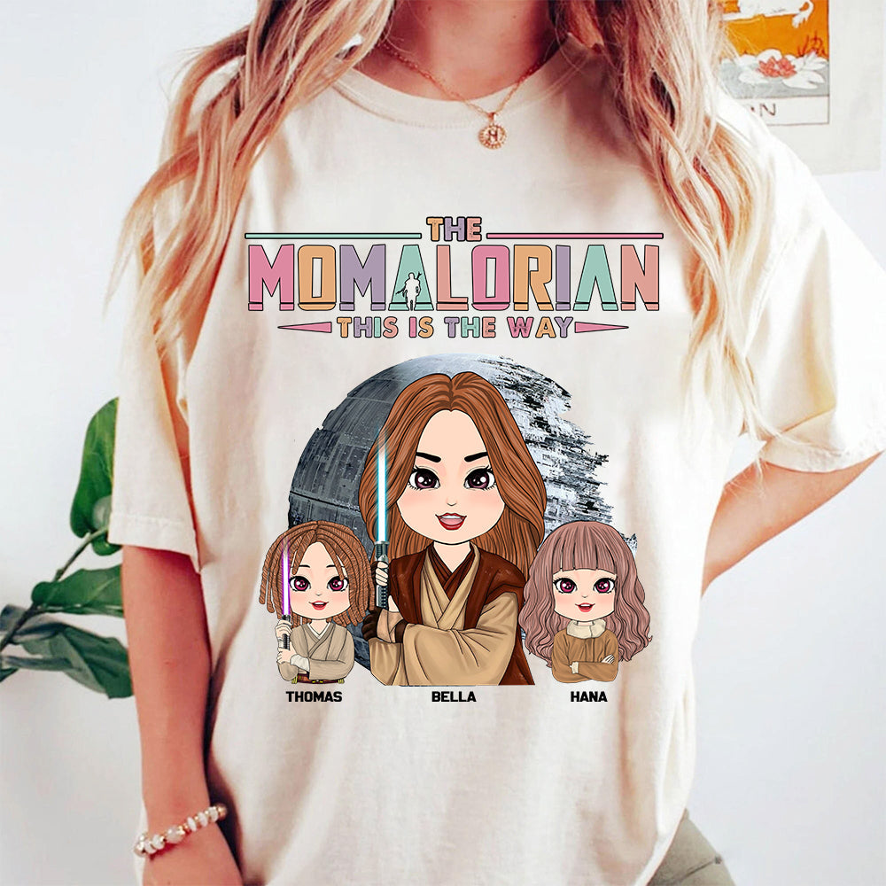 The Momalorian - Personalized Shirt Gift For Dad Mom Custom Nickname With Kids - Mother's Day Gift For Wife - Gifts For Her