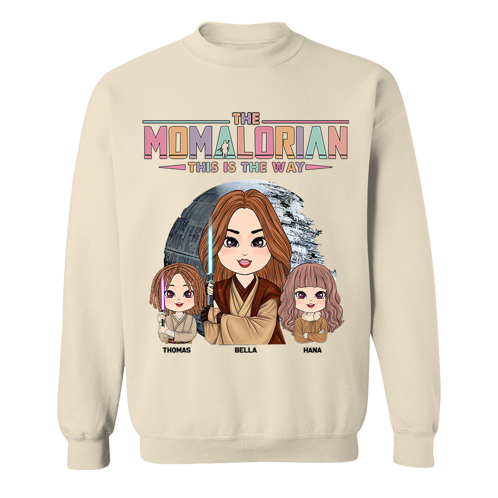 The Momalorian - Personalized Shirt Gift For Dad Mom Custom Nickname With Kids - Mother's Day Gift For Wife - Gifts For Her