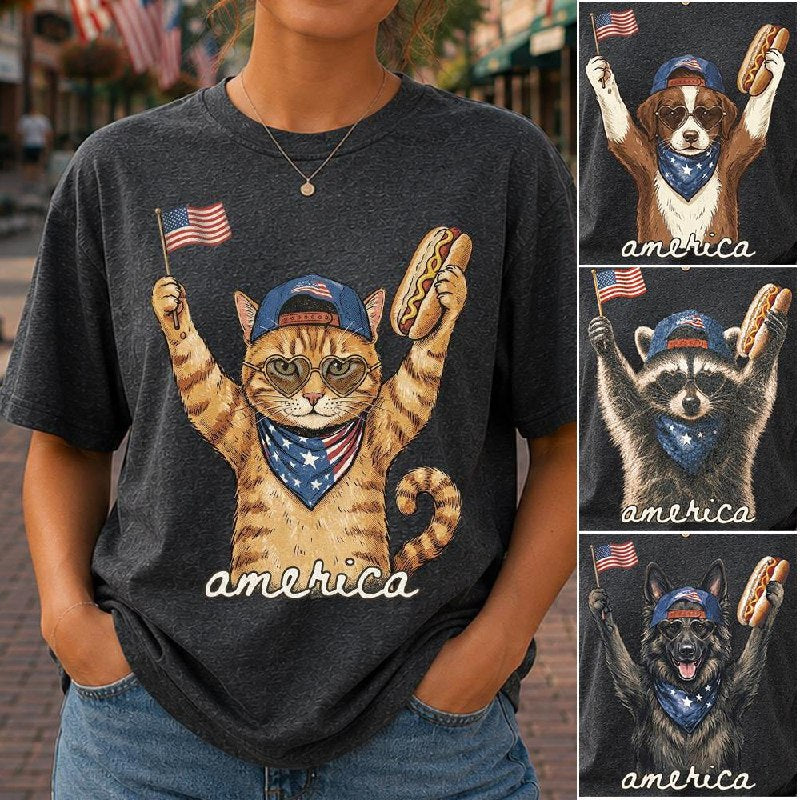 Custom Photo Pet, Patriotic Cat Shirt, Cat Lover Gift, 4th Of July Shirt, America Tee, Independence Day Graphic Nh00