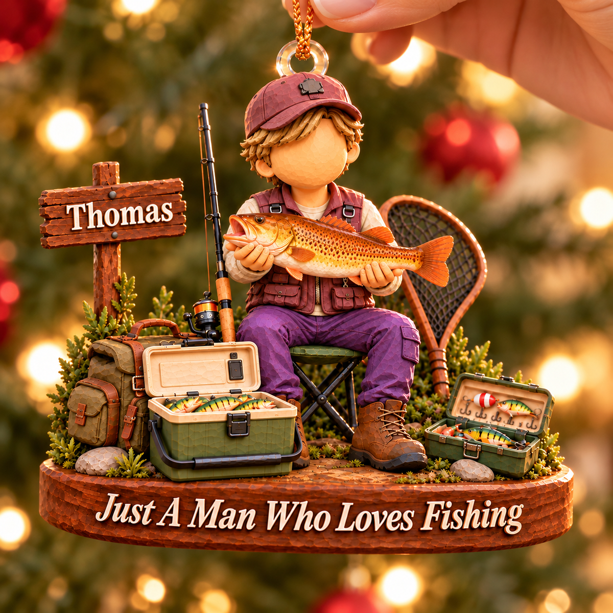 Just A Man Who Loves Fishing, Personalized Fishing Ornament, Custom Fisherman Name, Gift For Fishing Lovers MI209 T24 NT01