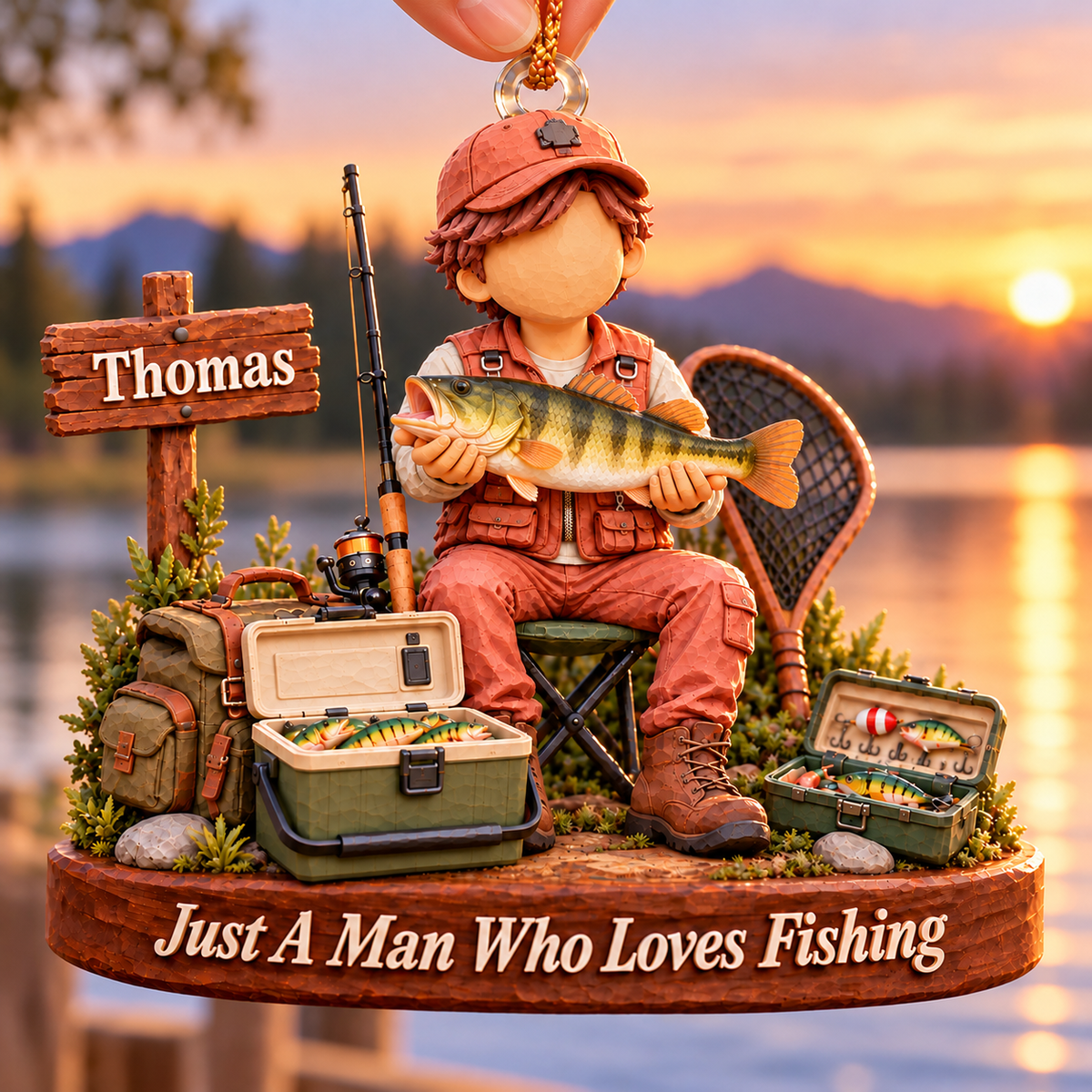 Just A Man Who Loves Fishing, Personalized Fishing Ornament, Custom Fisherman Name, Gift For Fishing Lovers MI209 T24 NT01