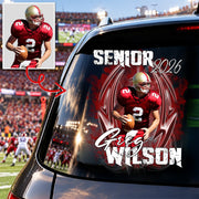 Personalized Football Senior Mom Dad Car Decal, Custom Photo Player Sticker, Gift for Sports Moms and Dads T1807 T24
