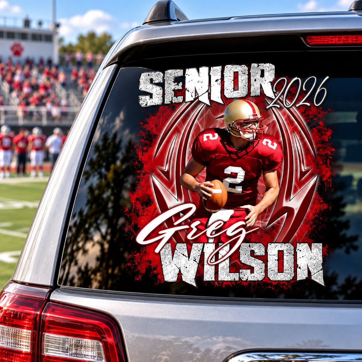 Personalized Football Senior Mom Dad Car Decal, Custom Photo Player Sticker, Gift for Sports Moms and Dads T1807 T24