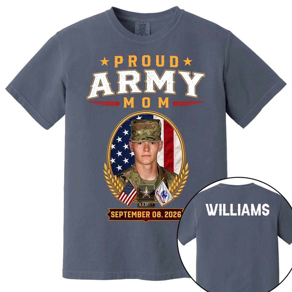 Proud Army Mom Custom Photo Shirt For Proud Military Mom Dad Sister Grandma Family Members Graduate Day Shirt H2511 Trna