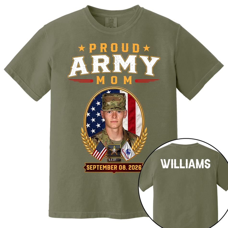 Proud Army Mom Custom Photo Shirt For Proud Military Mom Dad Sister Grandma Family Members Graduate Day Shirt H2511 Trna
