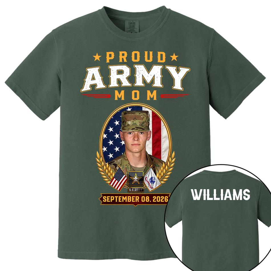 Proud Army Mom Custom Photo Shirt For Proud Military Mom Dad Sister Grandma Family Members Graduate Day Shirt H2511 Trna