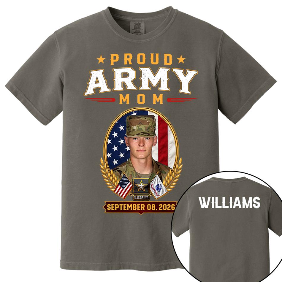 Proud Army Mom Custom Photo Shirt For Proud Military Mom Dad Sister Grandma Family Members Graduate Day Shirt H2511 Trna
