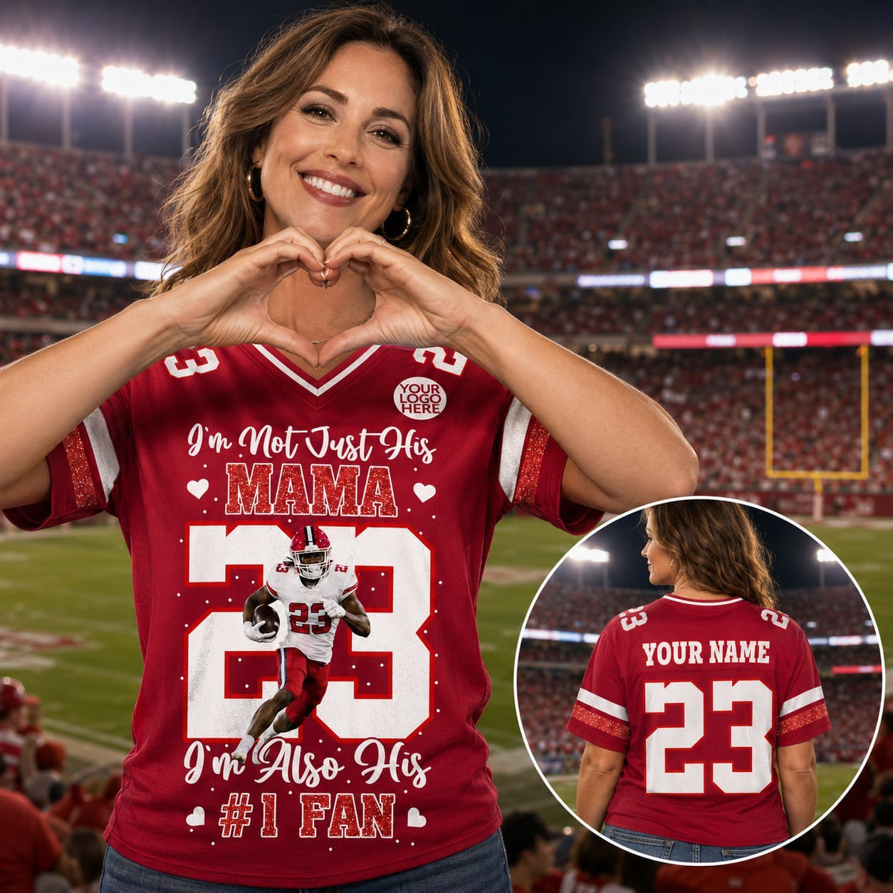 I’m Not Just His Mom I’m Also His #1 Fan, Personalized Football Mom Jersey, Custom Name, Number & Player Photo Na02 Pt99