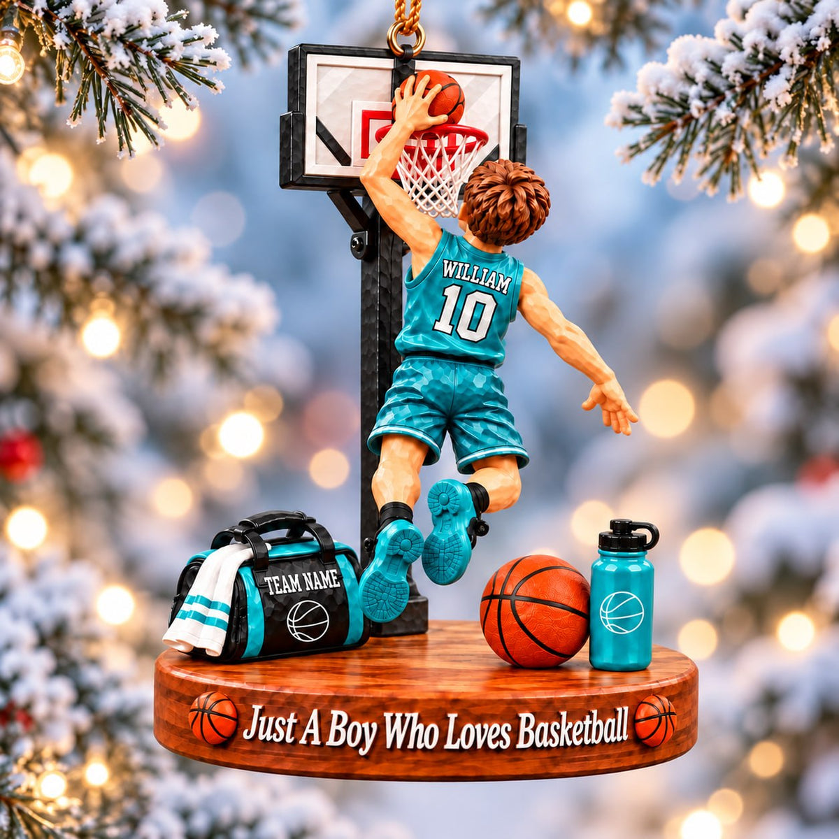 Custom Just A Boy Who Loves Basketball Ornament, Christmas Tree Decoration, Basketball Gift Na02 T24 NT01