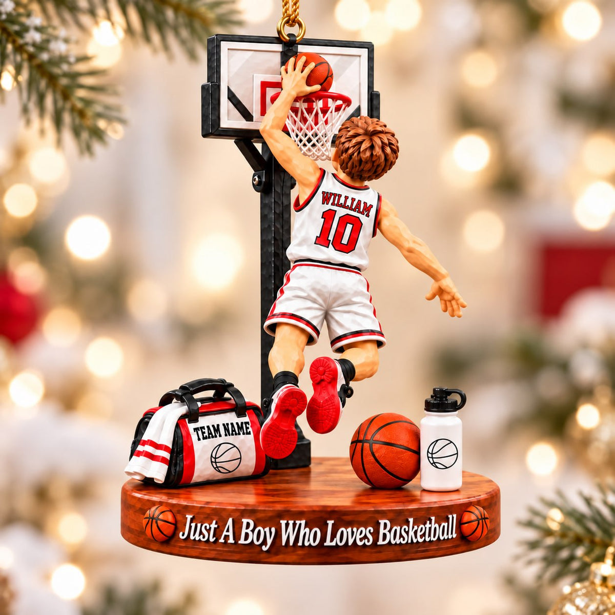 Custom Just A Boy Who Loves Basketball Ornament, Christmas Tree Decoration, Basketball Gift Na02 T24 NT01