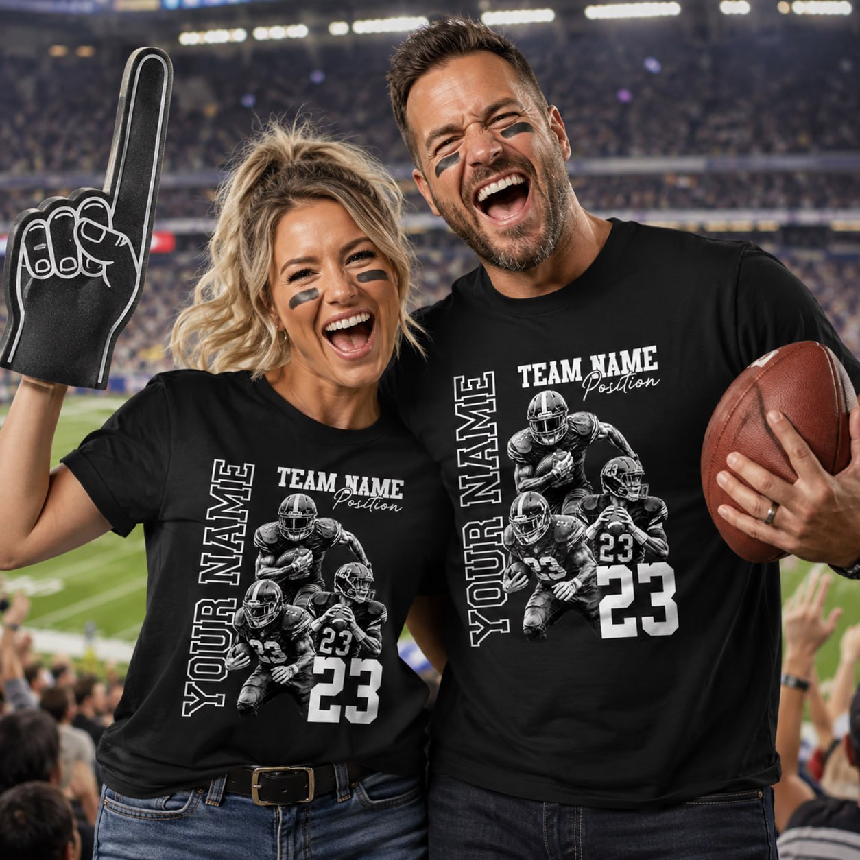 Customized American Football Photos Collage Shirt, Personalized Football Shirt With Name & Number, Football Team Gift Na02 Pt99