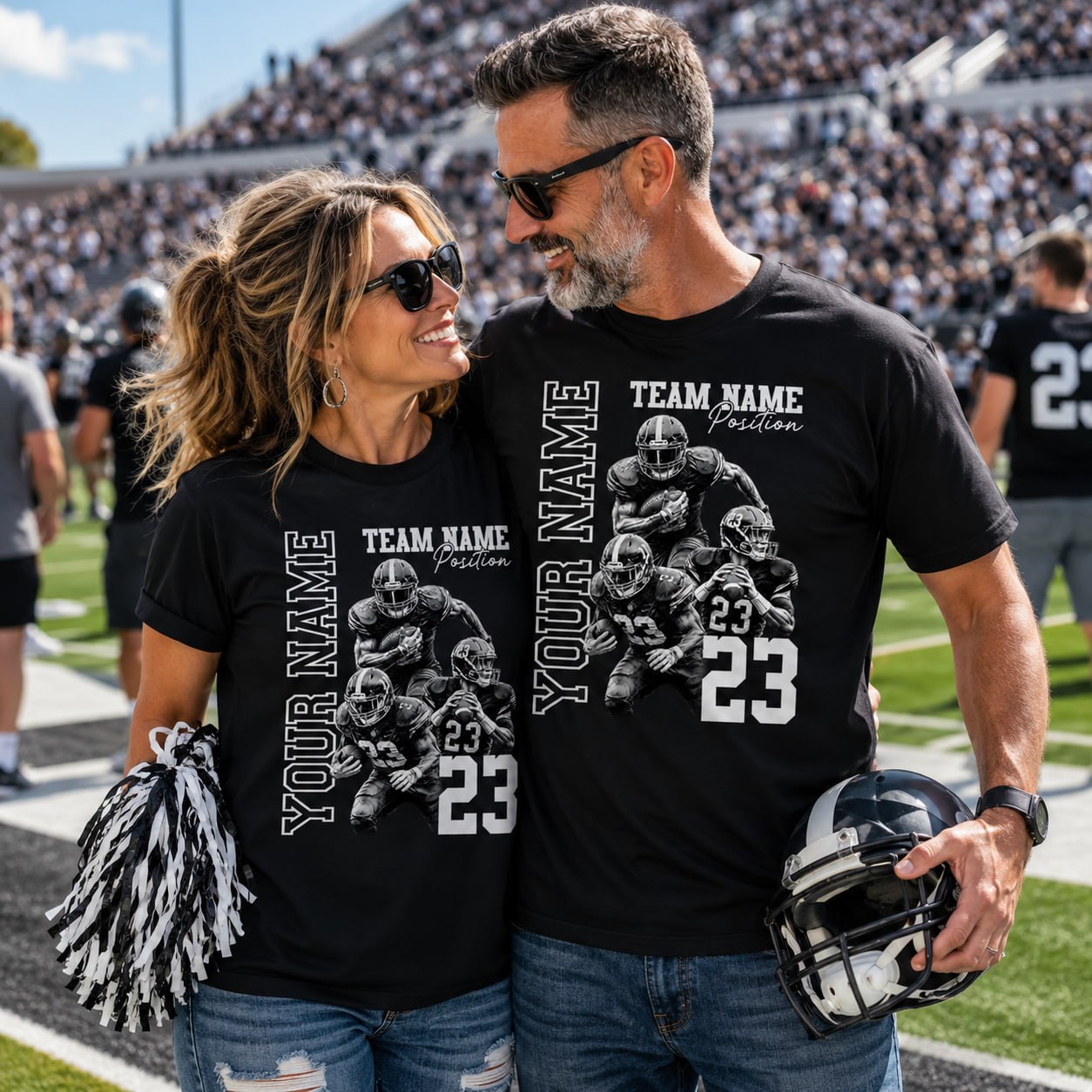 Customized American Football Photos Collage Shirt, Personalized Football Shirt With Name & Number, Football Team Gift Na02 Pt99