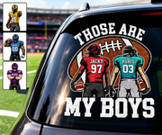 Personalized Those Are My Kids Football Car Decal, Custom Football Player Name & Number Sticker, Gift for Sports Moms and Dads T1807 T24