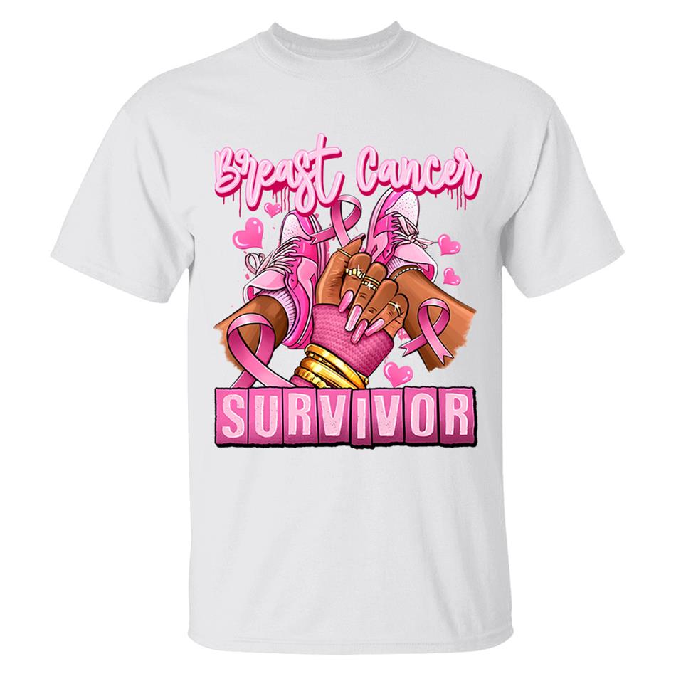 Breast Cancer Survivor Afro Girl Sneakers Pink Ribbon Shirt H2511 Trna