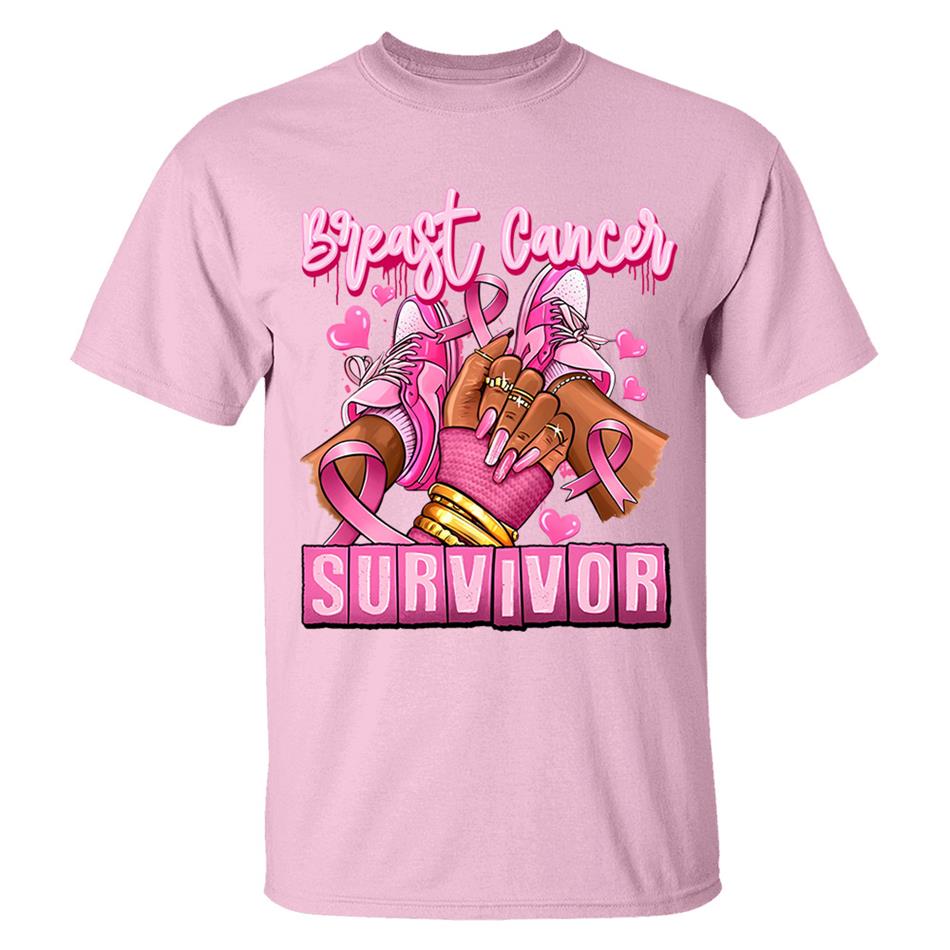 Breast Cancer Survivor Afro Girl Sneakers Pink Ribbon Shirt H2511 Trna