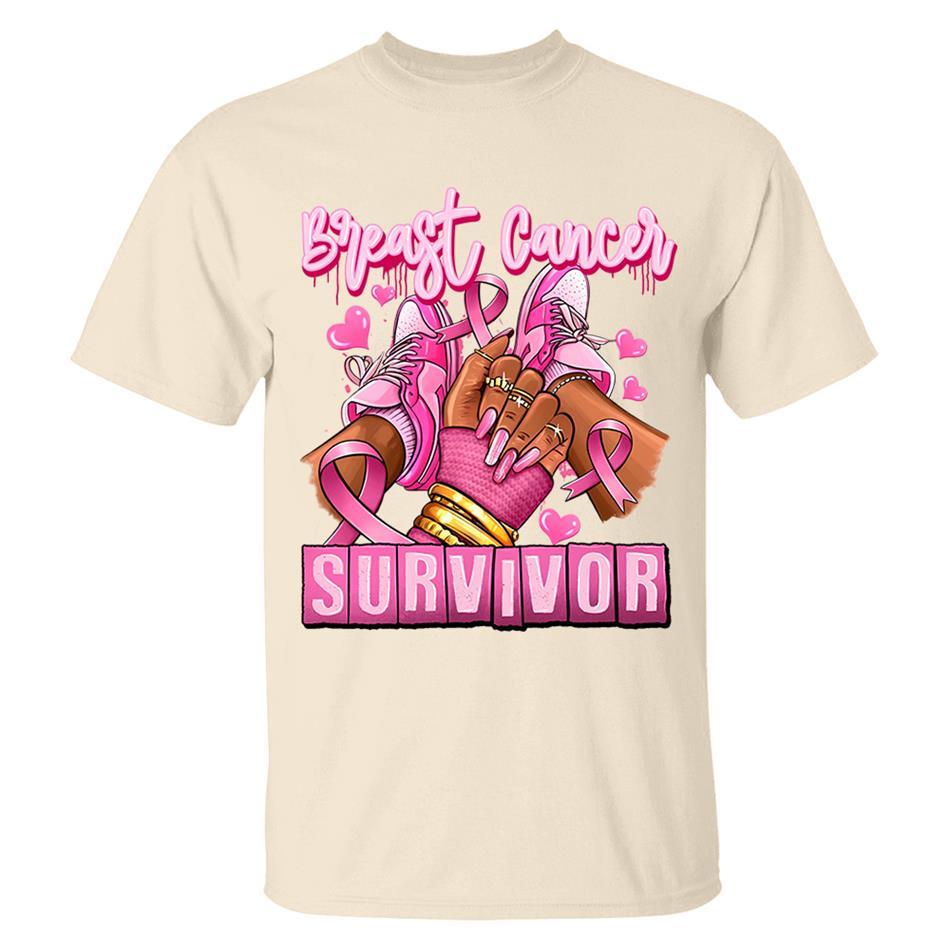 Breast Cancer Survivor Afro Girl Sneakers Pink Ribbon Shirt H2511 Trna