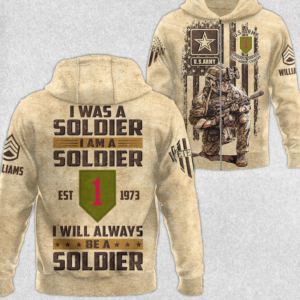 Personalized Veteran All Over Print Shirt - Custom Military Unit - I Was A Soldier I Will Always Be A Soldier H2511
