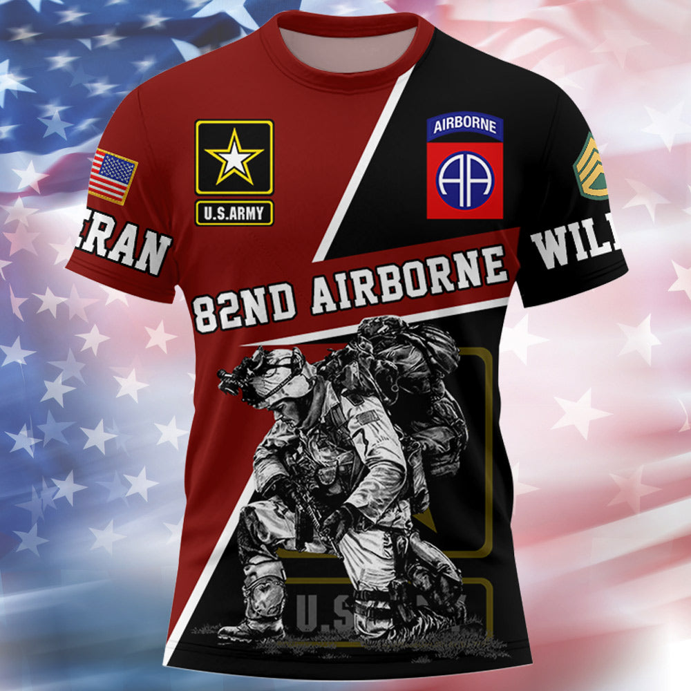 Us Military Hoodie, Custom Name Rank Us Army Military Veteran All Over Print Shirt Gift For Veteran Dad Grandpa H2511 Do99