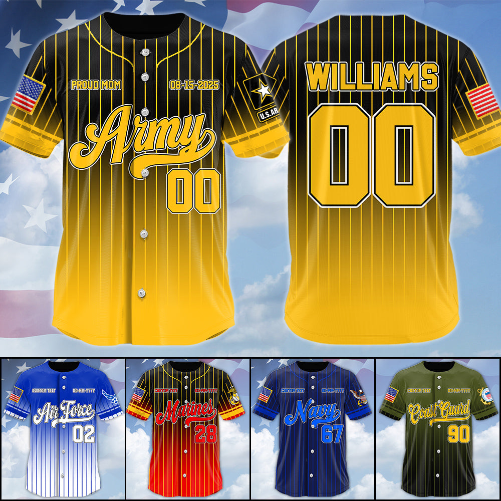 Custom Proud Army Mom Dad Baseball Jersey Gift For Military Parents Family Members Baseball Jersey H2511 Trna
