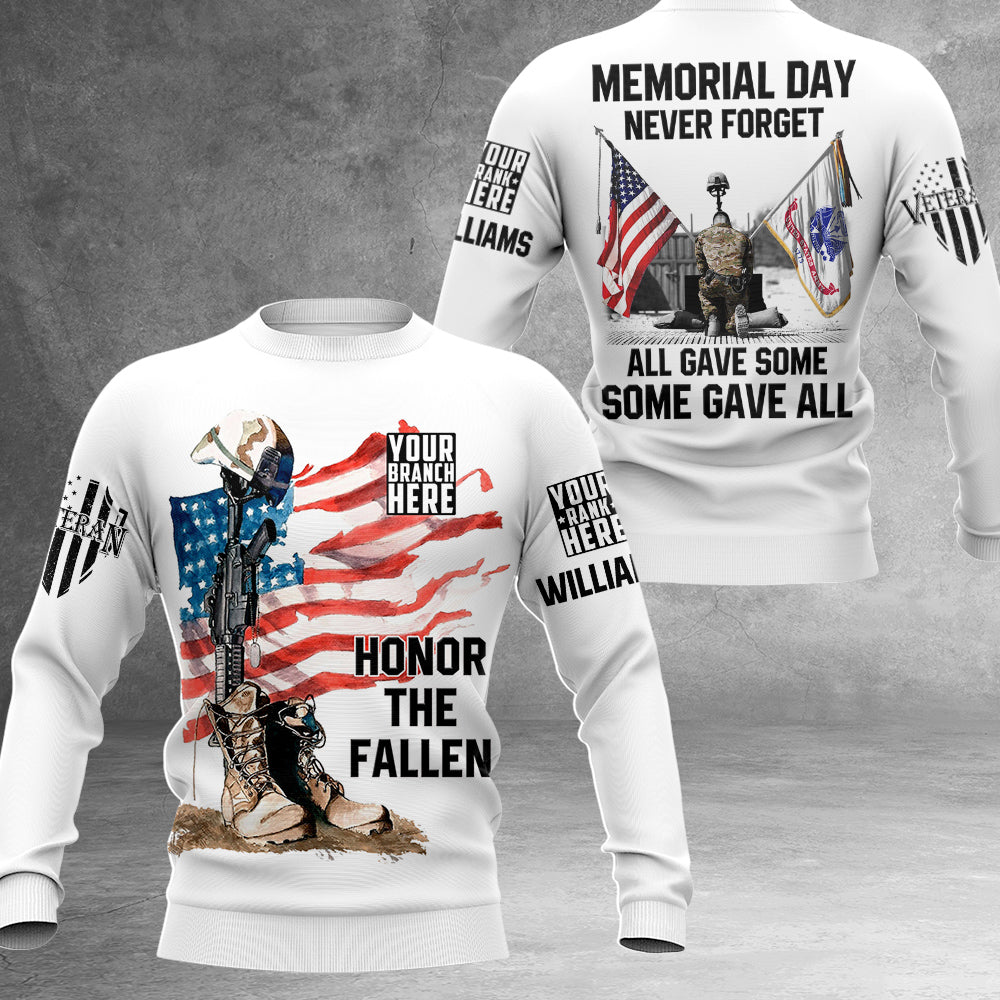 Custom All Branches All Over Print Shirt Memorial Day Never Forget All Gave Some Some Gave All Shirt For Veteran H2511