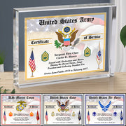 Veteran Certificates of Service Personalized Acrylic Block Plaque Veteran Custom All Military Branches Acrylic Plaque, Gift For Veterans H2511 Trna