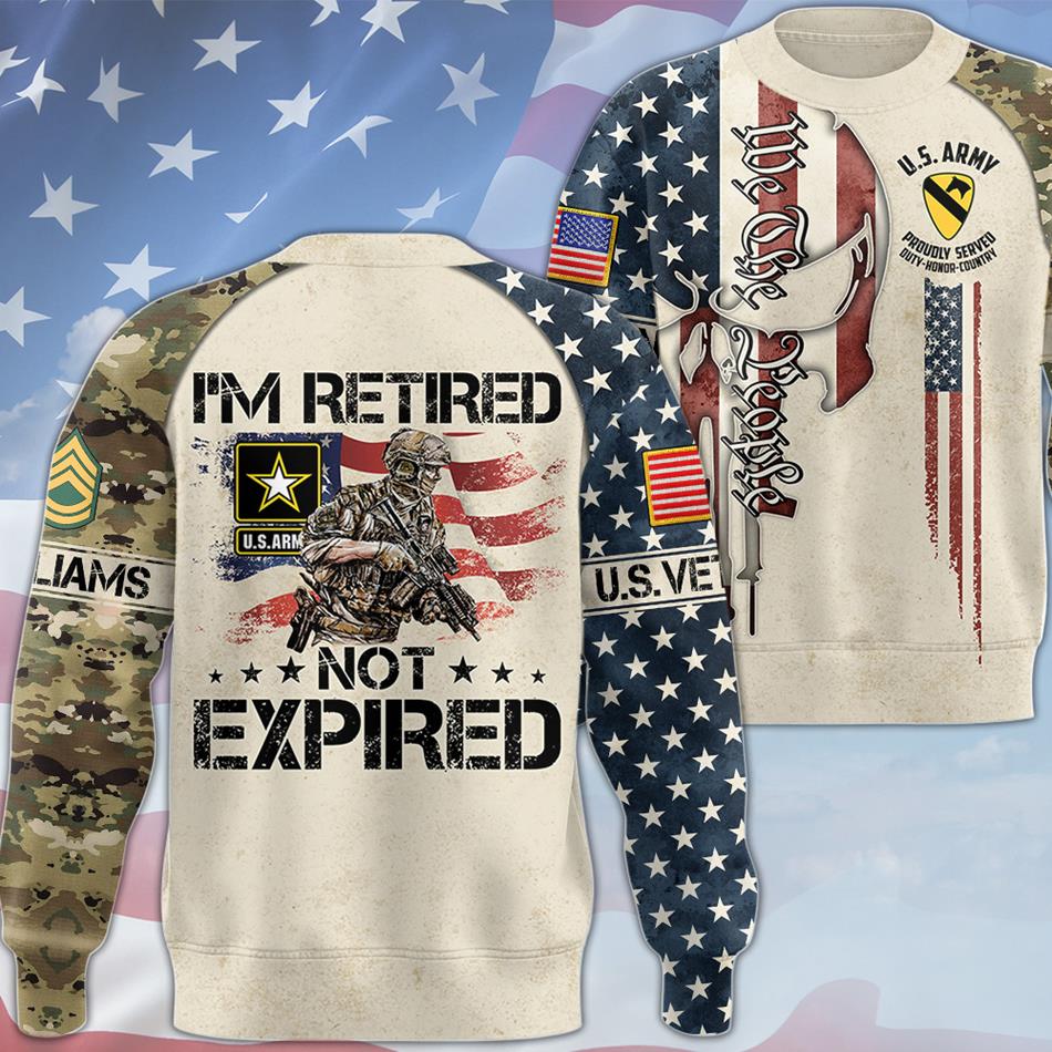 I'm Retired Not Expired Custom Skull We The People All Over Print Shirt Hoodie Gift For US Veterans H2511 Trna