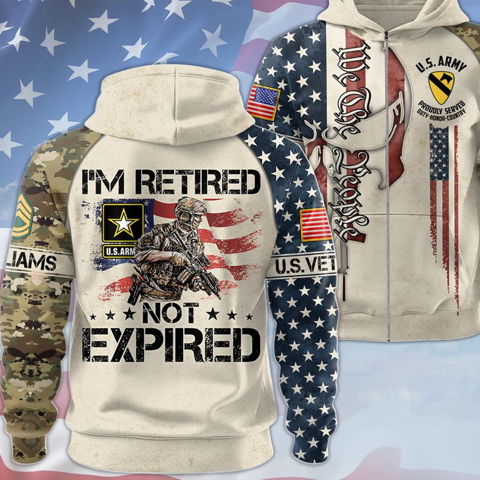 I'm Retired Not Expired Custom Skull We The People All Over Print Shirt Hoodie Gift For US Veterans H2511 Trna