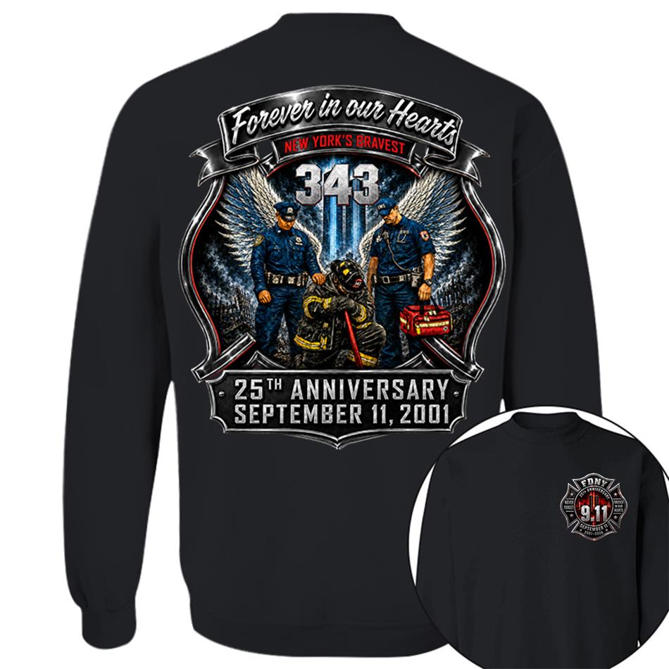 Forever In Our Hearts NY's Braves 9/11 Memorial Firefighter Tribute Shirt, Never Forget 25th Anniversary Shirt H2511 Trna