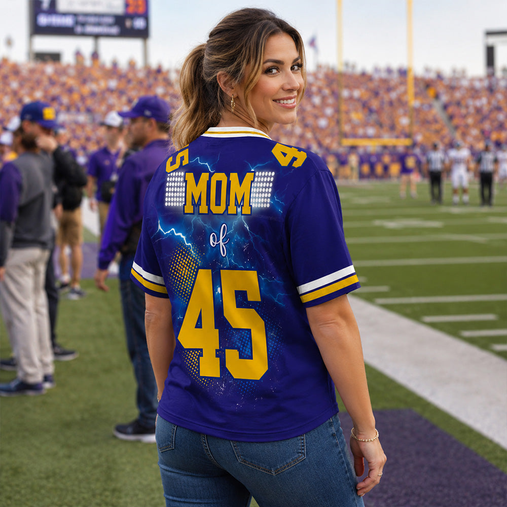 Custom Football Mom Jersey Shirt, Personalized Player Photo Name Number Tee, Football Mom Gift Na02 T24