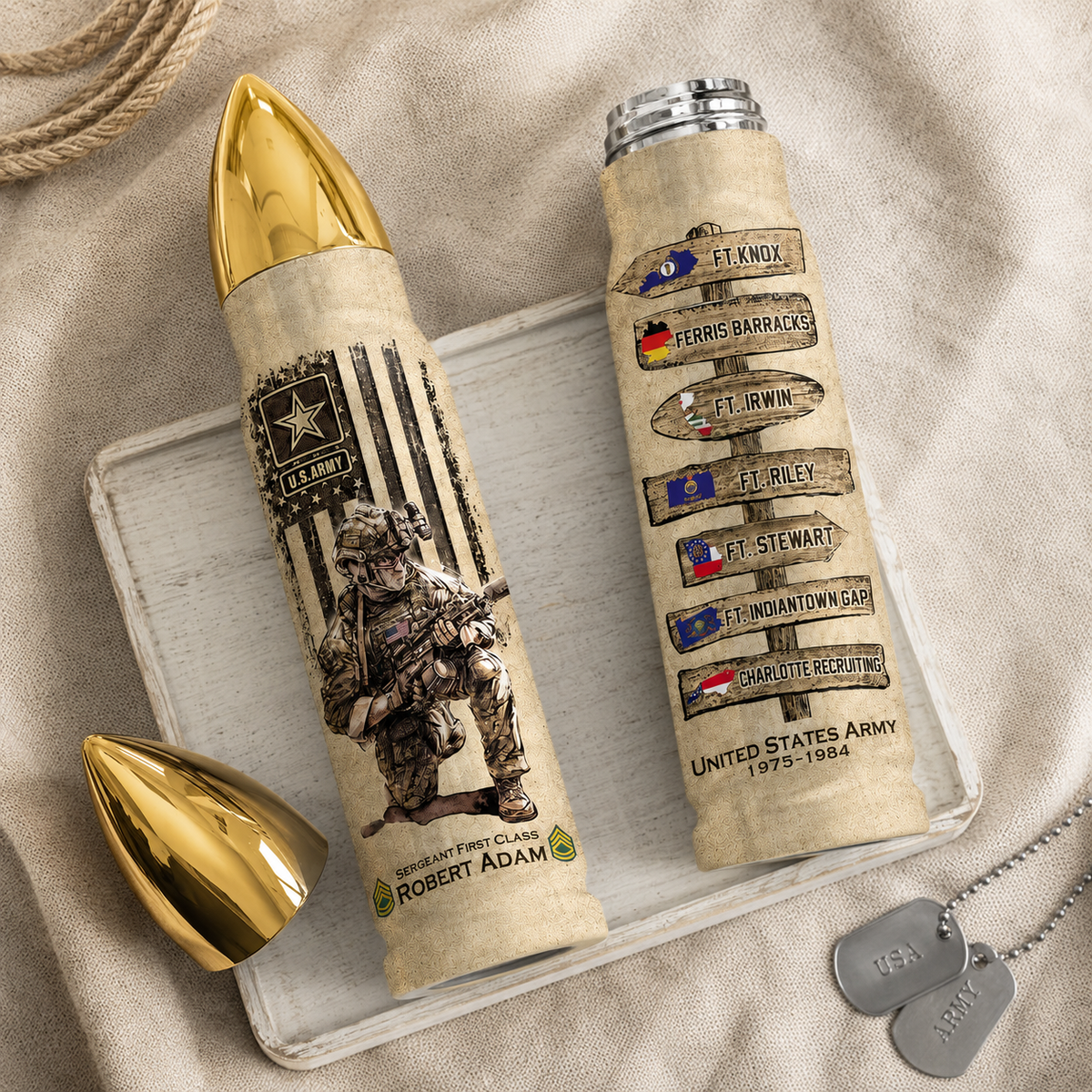 US Military World Tour Custom Bullet Tumbler Gift For Veteran H2511