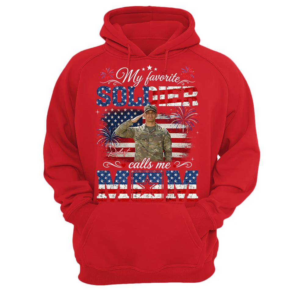 My Favorite Soldier Calls Me Mom Custom Photo Shirt For Proud Mom Dad Grandma 4Th July Shirt H2511 Trna