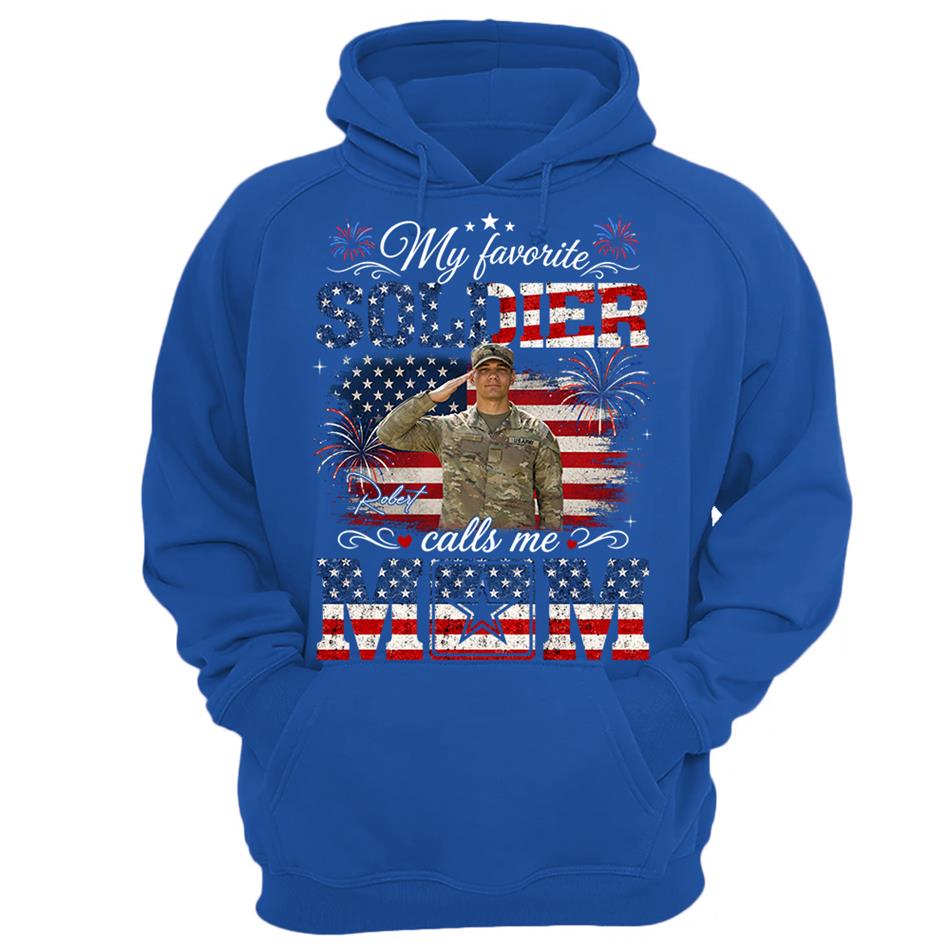 My Favorite Soldier Calls Me Mom Custom Photo Shirt For Proud Mom Dad Grandma 4Th July Shirt H2511 Trna