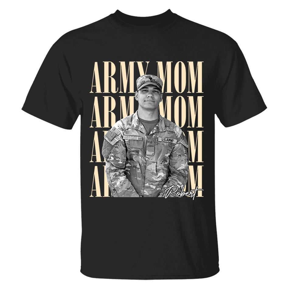 Retro Vintage Photo And Proud Military Family - Personalized Shirt Custom Graduate Picture Shirt Military Family Matching Shirt H2511 Trna