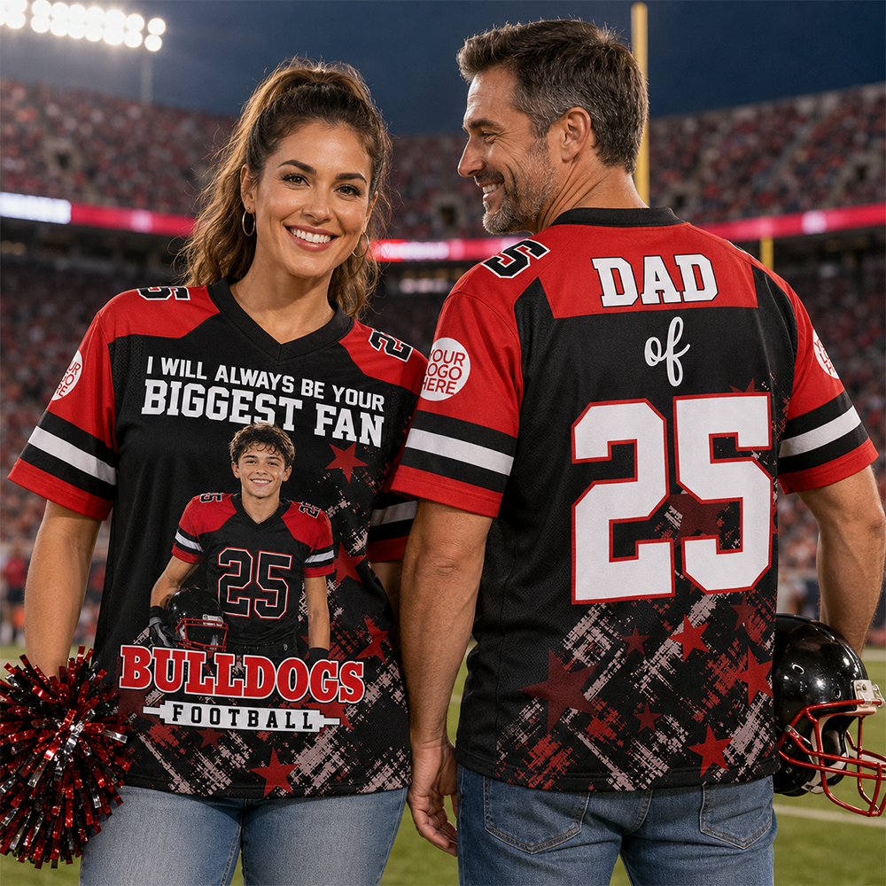 Custom Photo Star Gradient Football Jersey Gift For Sport Family  L0411 Hv01