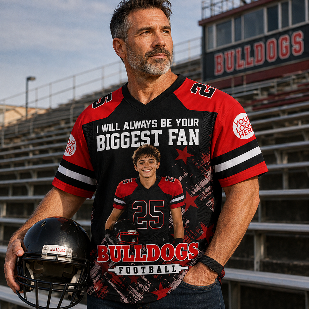 Custom Photo Star Gradient Football Jersey Gift For Sport Family  L0411 Hv01