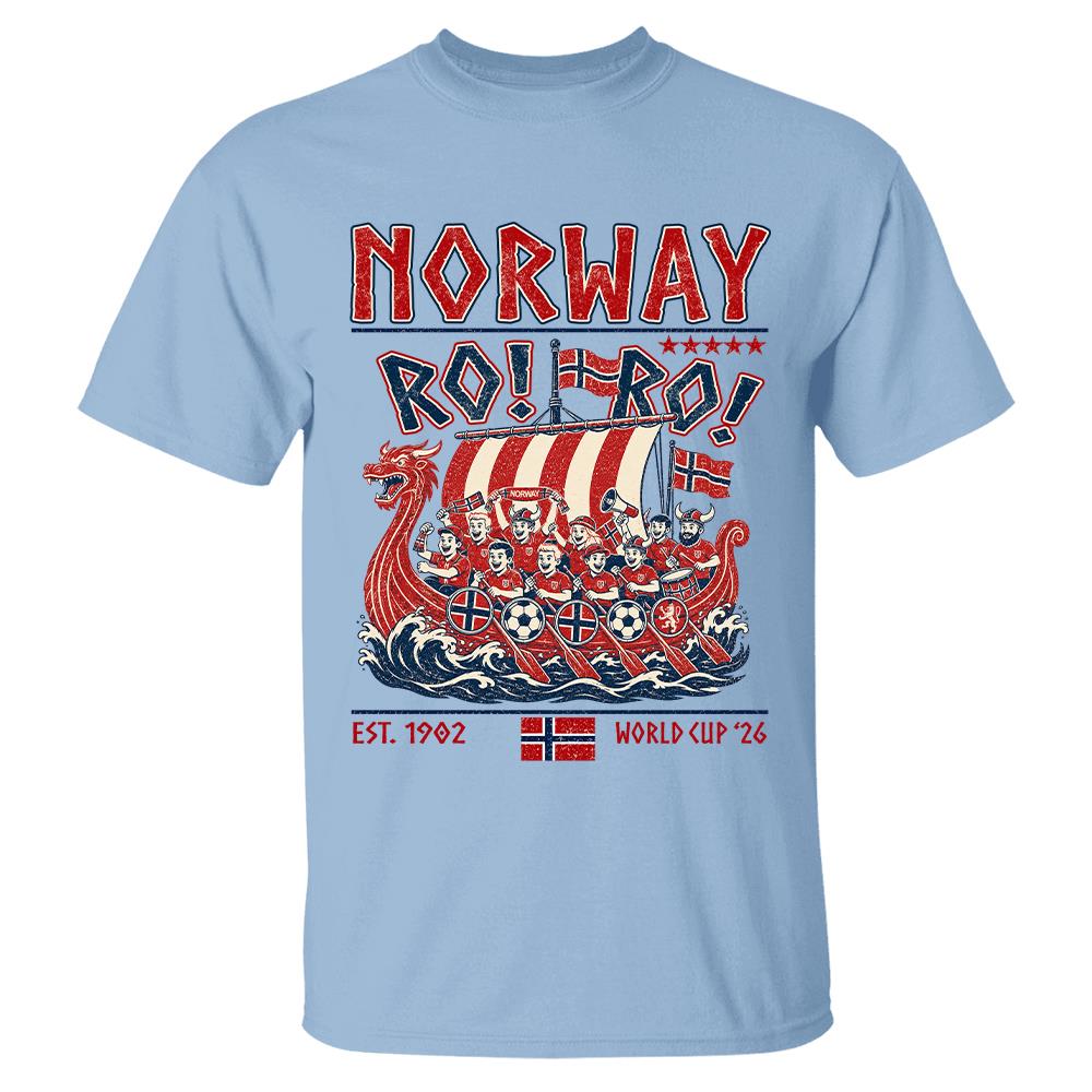 Ro Ro Norway Soccer Shirt – Viking Ship Soccer Fan Tee - Norway Team Soccer 2026 Hv01