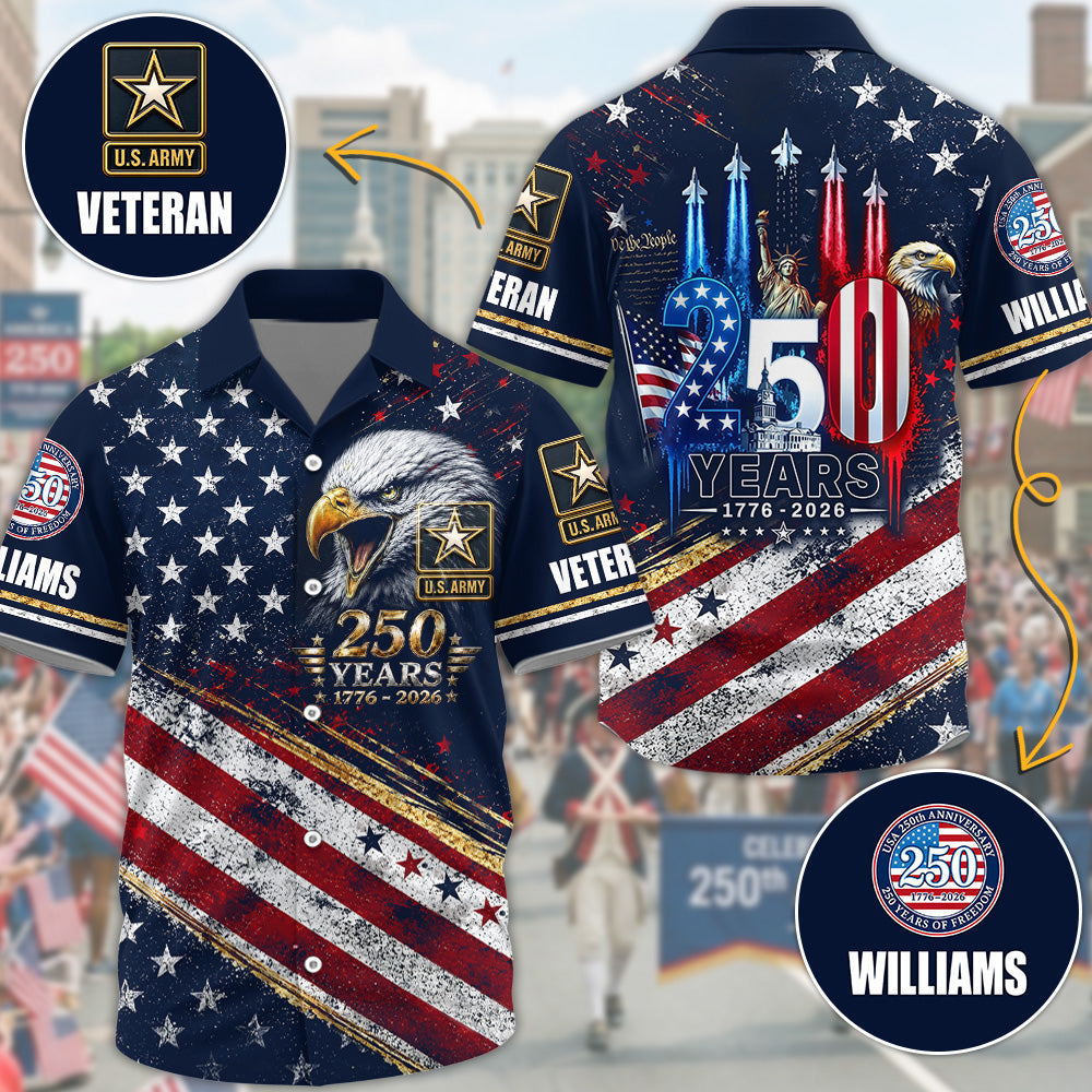 America 250th Anniversary 1776-2026 Hawaiian Shirt Version 2 For Veteran Custom All Branches H2511 Trna