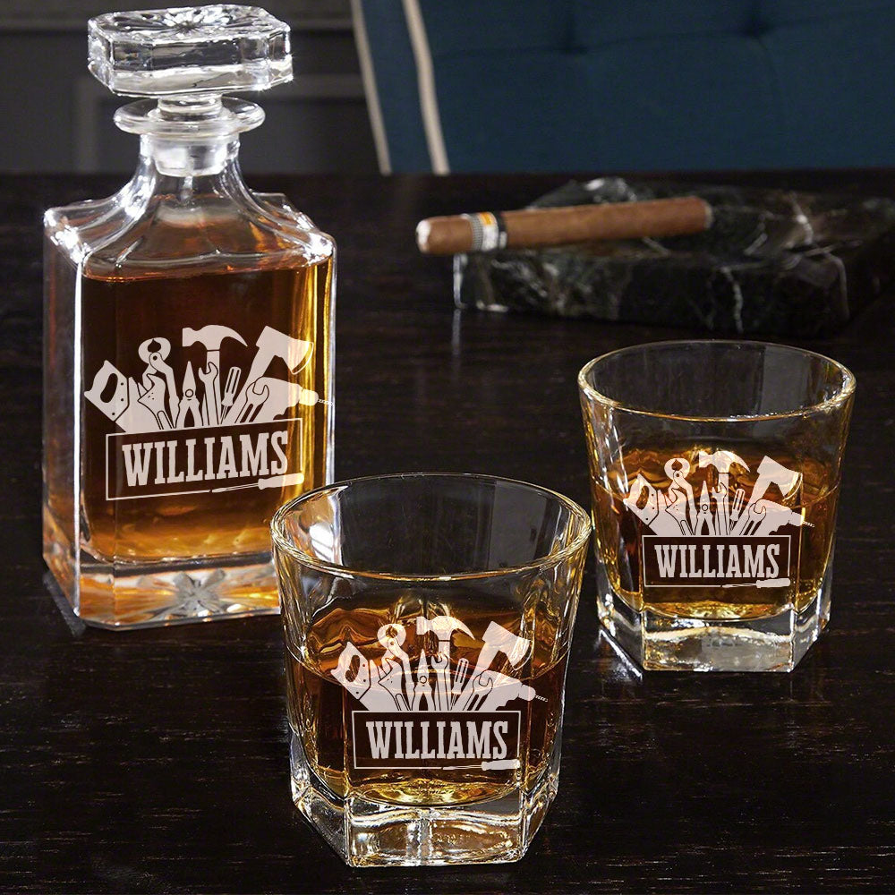 Mechanics Tools Tool Box Repair Tools Custom Name Whiskey Decanter Set H2511
