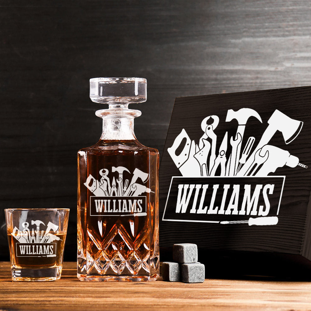 Mechanics Tools Tool Box Repair Tools Custom Name Whiskey Decanter Set H2511