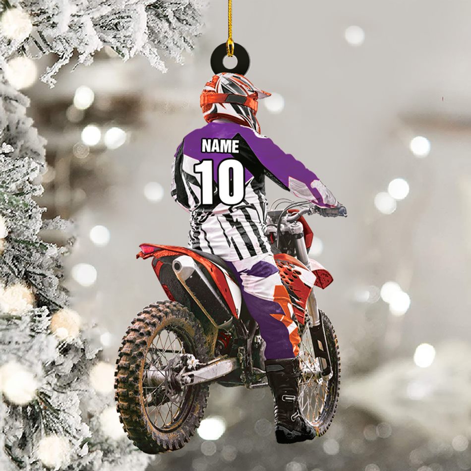 Personalized Motocross Racer Ornament Gift For Motocross Lovers Christmas Ornament H2511