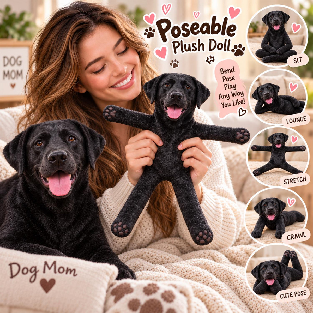 Personalized Labrador Retriever Photo Pet Squishy Toy Poseable Plush Doll, Funny Gift For Dog Mom, Dad, Cat Lover T1807 Hv01