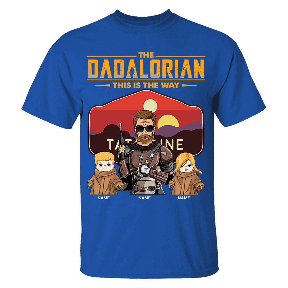 The Dadalorian This Is The Way - Personalized Shirt - Custom Nickname With Kids Tatooine Sunset Shirt Gift For Dad