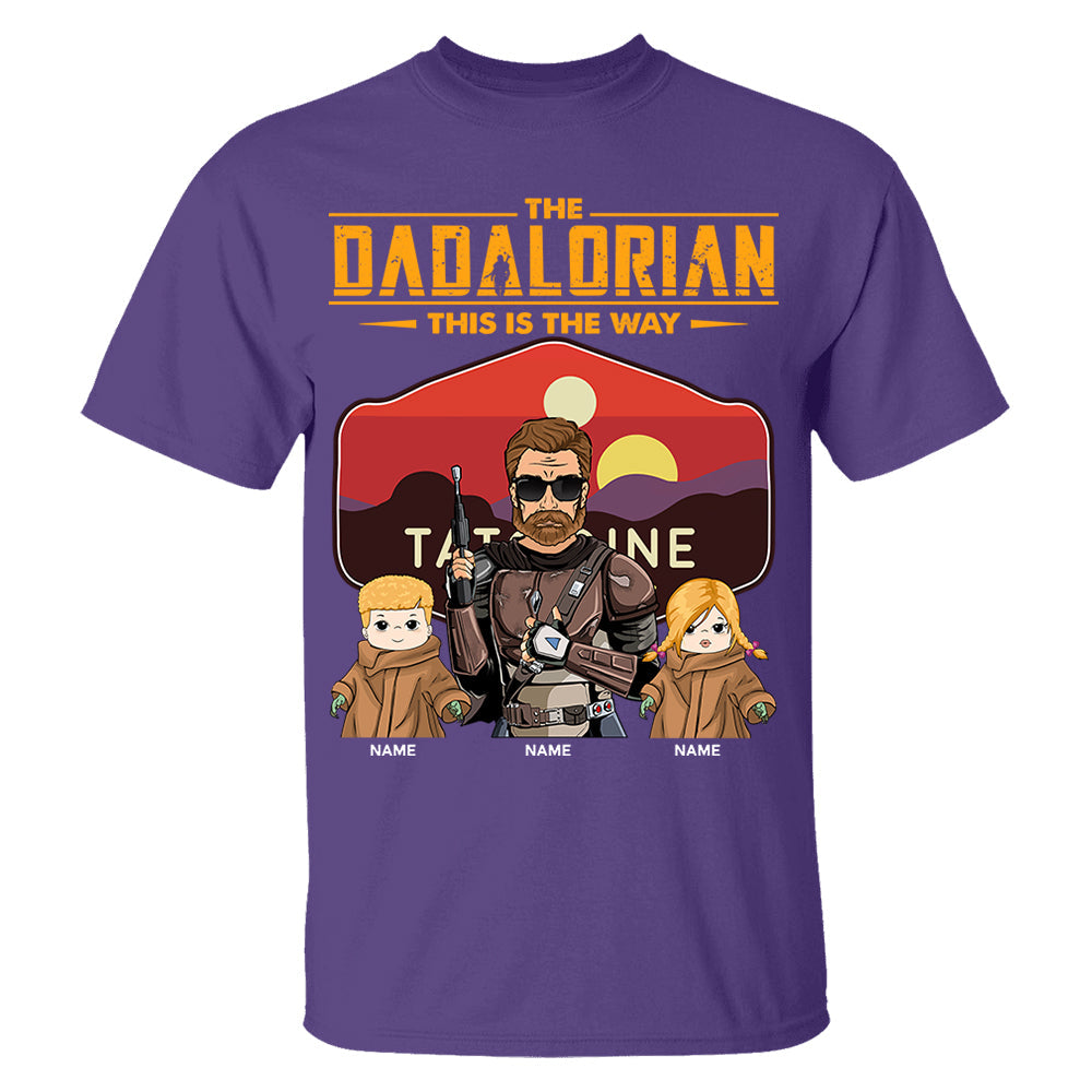 The Dadalorian This Is The Way - Personalized Shirt - Custom Nickname With Kids Tatooine Sunset Shirt Gift For Dad